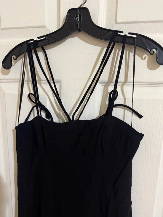 Zara Black Strappy Midi Dress with Double Spaghetti Straps - Picture 2 of 5